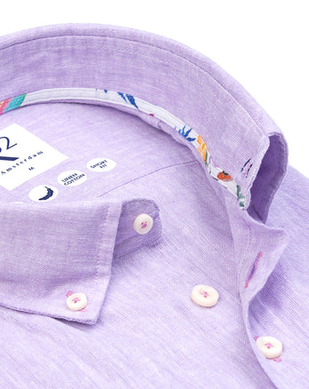 Korte mouwen linnenmix overhemd 064 - Purple