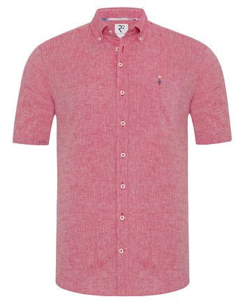 Korte mouwen linnenmix overhemd 065 - Cherise