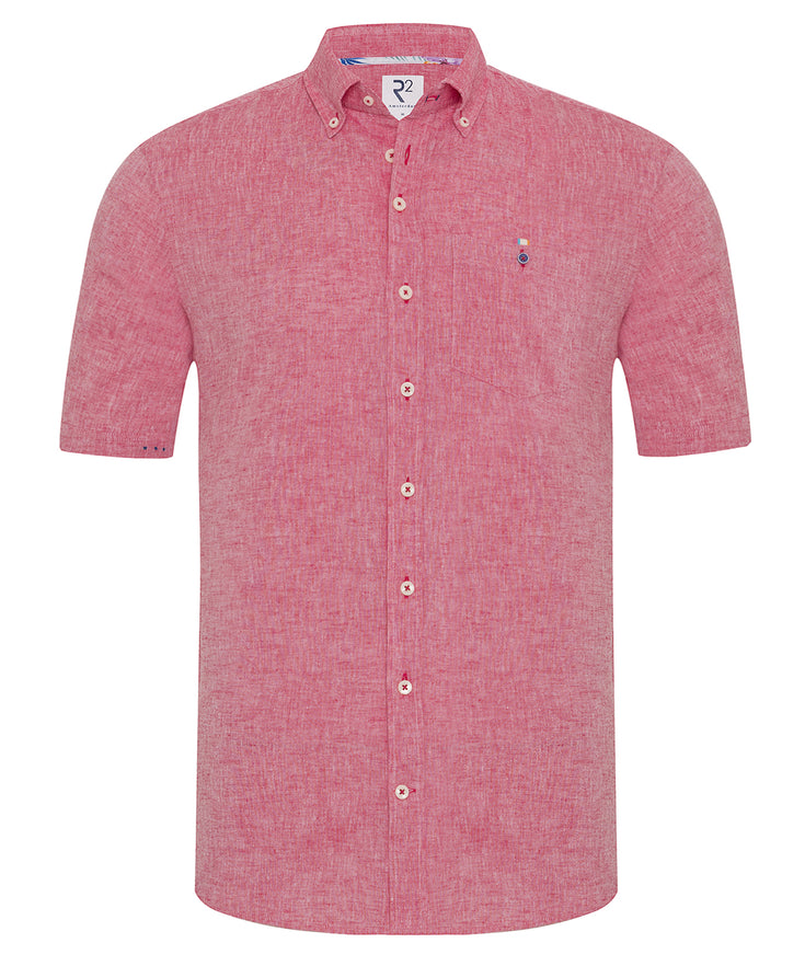 Short sleeve linen blend shirt 065 - Cherise