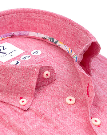 Korte mouwen linnenmix overhemd 065 - Cherise