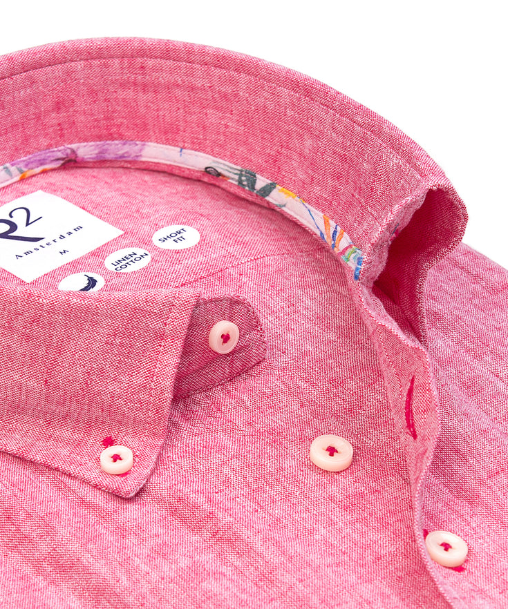 Short sleeve linen blend shirt 065 - Cherise