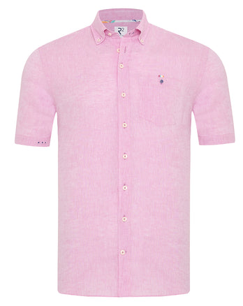 Korte mouwen linnenmix overhemd 087 - Pink
