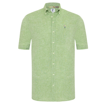 Korte mouwen linnenmix overhemd 074 - Green