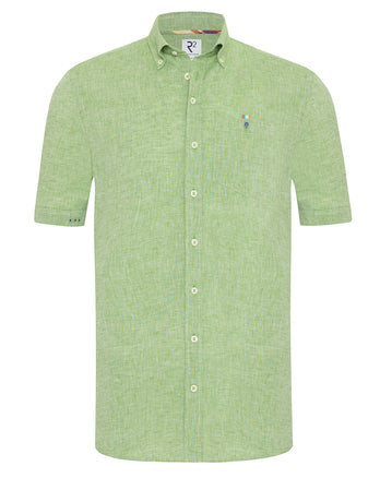 Kurzärmeliges Leinenmischung Hemd 074 - Green