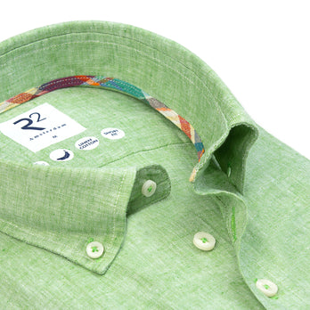 Korte mouwen linnenmix overhemd 074 - Green