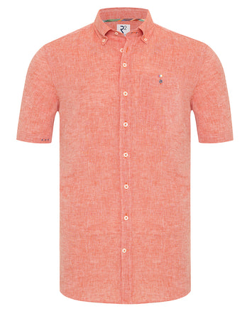 Kurzärmeliges Leinenmischung Hemd 095 - Orange