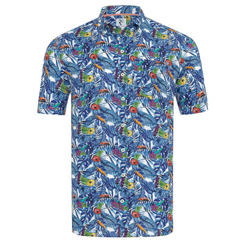 Chemise à manches courtes en lin mélangé à imprimé floral 073 - Multicolour