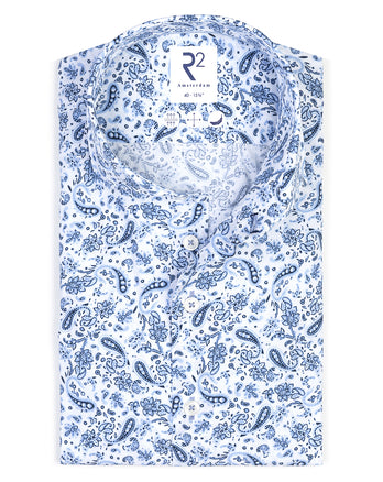 Paisleyprint katoenen overhemd 014 - Blue
