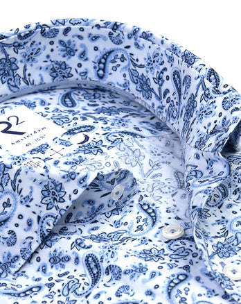 Paisleyprint katoenen overhemd 014 - Blue