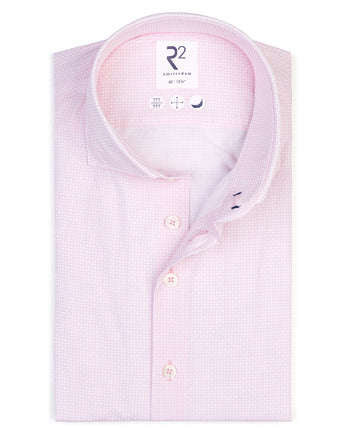 Miniprint katoenen twill overhemd 088 - Light pink