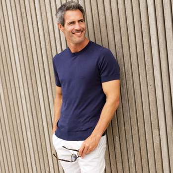 Luxe Seidenmischung T-Shirt 010 - Navy
