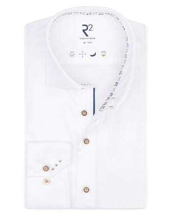 2 PLY biologisch katoenen twill overhemd 004 - White