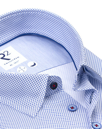 Mini-Druck Baumwollhemd 014 - Blue