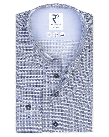 Mini-Druck Baumwollhemd 014 - Blue