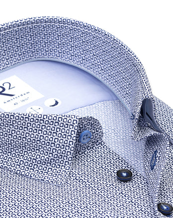 Mini-Druck Baumwollhemd 014 - Blue