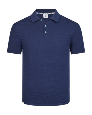 Gebreide structuur katoenen polo 010 - Navy
