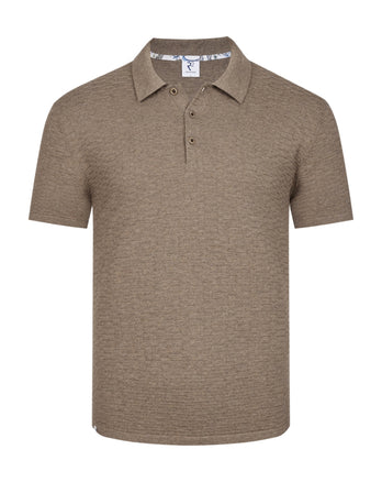 Gebreide structuur katoenen polo 042 - Taupe