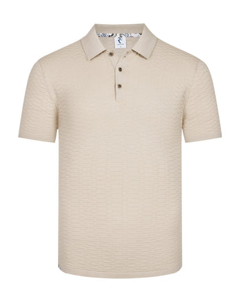 Gebreide structuur katoenen polo 045 - Beige