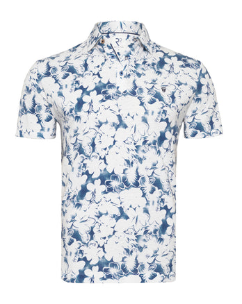 Floral print polo 010 - Navy