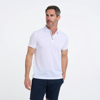 Knitted linen blend polo 004 - White