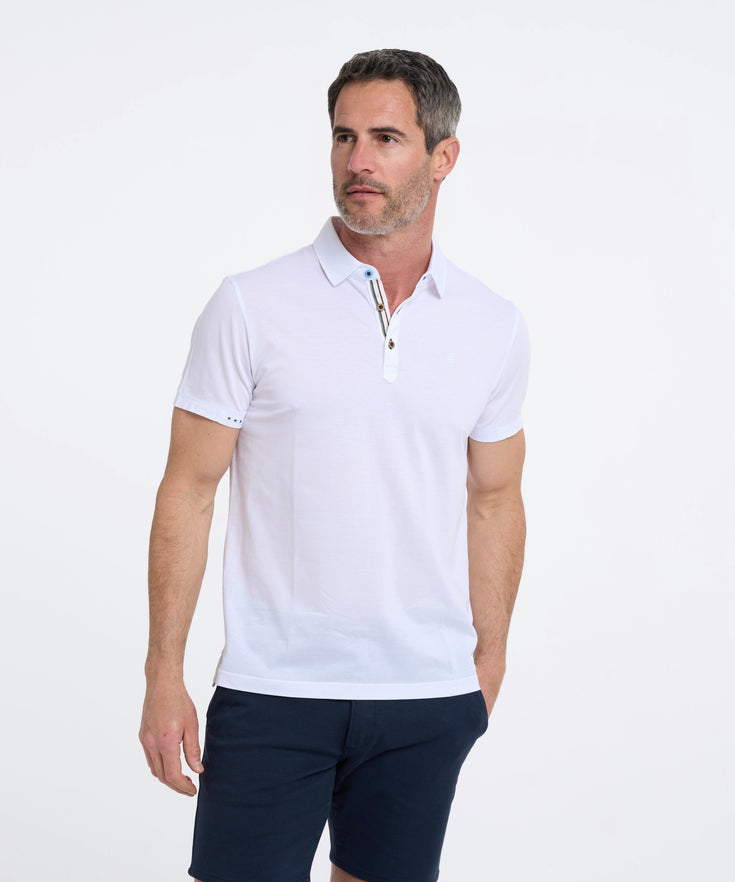 Knitted linen blend polo 004 - White