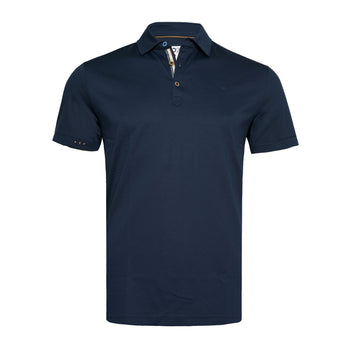 Knitted linen blend polo 010 - Navy