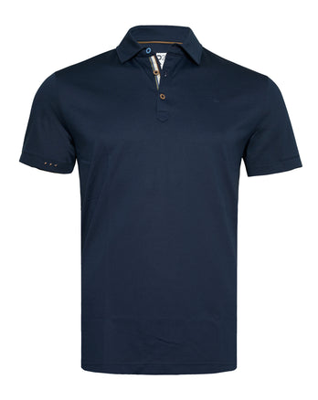 Knitted linen blend polo 010 - Navy