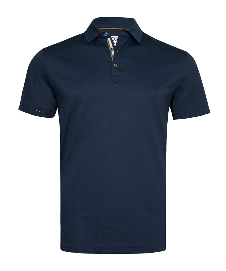 Knitted linen blend polo 010 - Navy