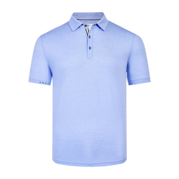 Knitted linen blend polo 018 - Light blue