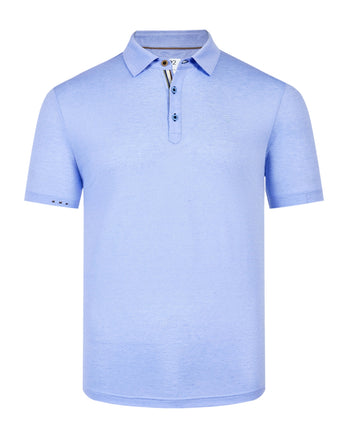 Polo en lin mélangé 018 - Light blue