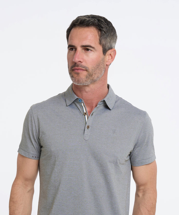 Knitted linen blend polo 070 - Dark green