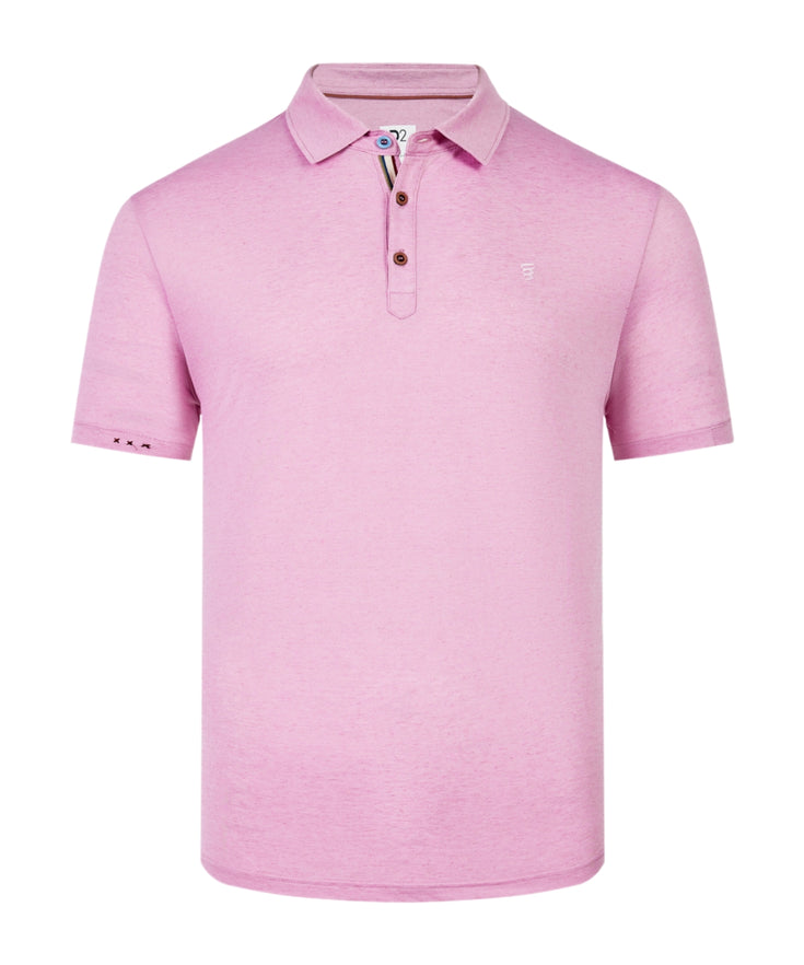 Knitted linen blend polo 087 - Pink
