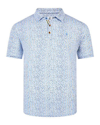 Printed knitted polo 014 - Blue