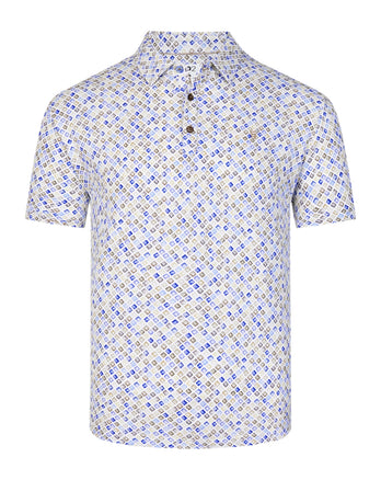 Dashboard waarschuwingslampjes print piqué polo 014 - Blue