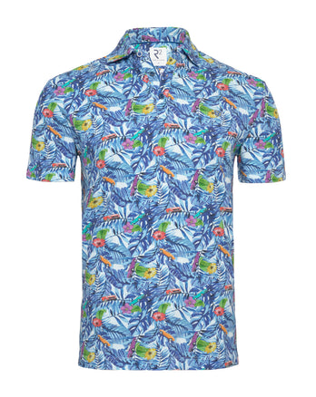 Floral print organic cotton blend polo 073 - Multicolour