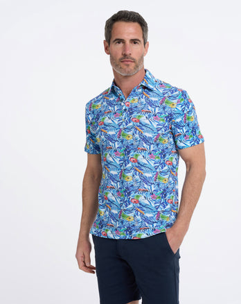 Floral print organic cotton blend polo 073 - Multicolour