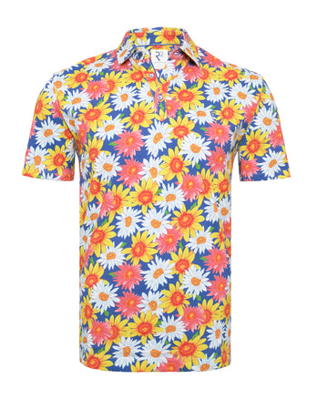 Sunflower print organic cotton blend polo 073 - Multicolour