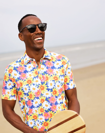 Sunflower print organic cotton blend polo 073 - Multicolour