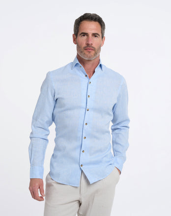 R2 Premium linen shirt 018 - Light blue