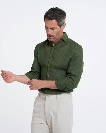 R2 Premium linen shirt 074 - Green