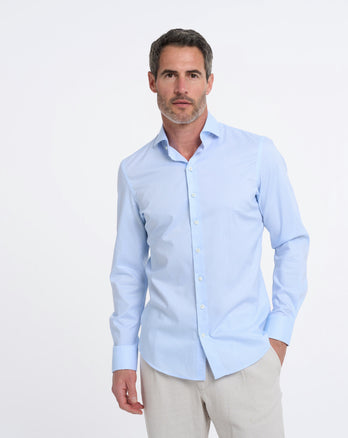 R2 Premium fine twill cotton shirt 018 - Light blue