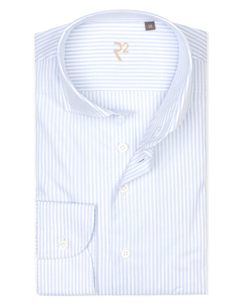 R2 Premium striped fine twill cotton shirt 014 - Blue