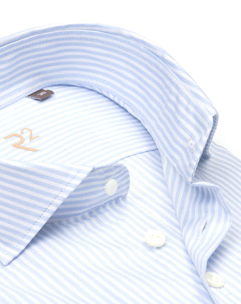 R2 Premium striped fine twill cotton shirt 014 - Blue