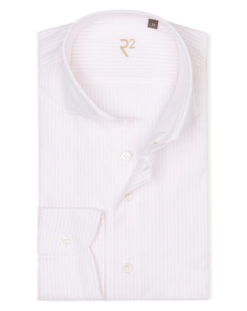 R2 Premium striped fine twill cotton shirt 088 - Light pink