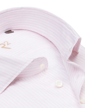 R2 Premium striped fine twill cotton shirt 088 - Light pink