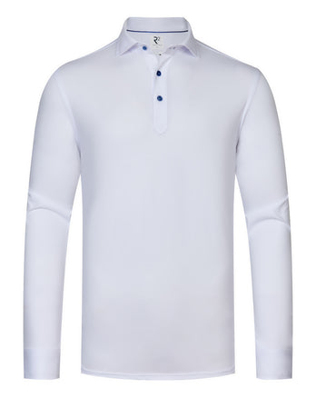 Lange mouwen jersey katoenen polo 004 - White