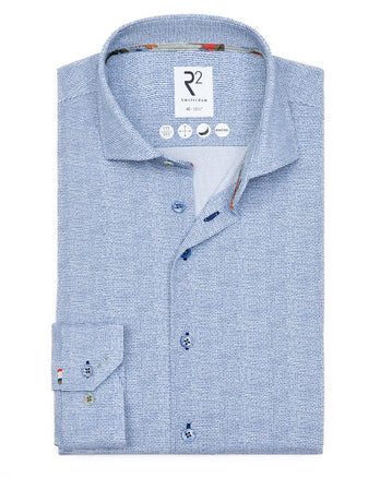 Travel shirt mini print 014 - Blue