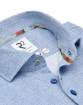 Travel shirt mini print 014 - Blue