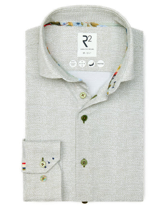 Travel shirt mini print 070 - Dark green