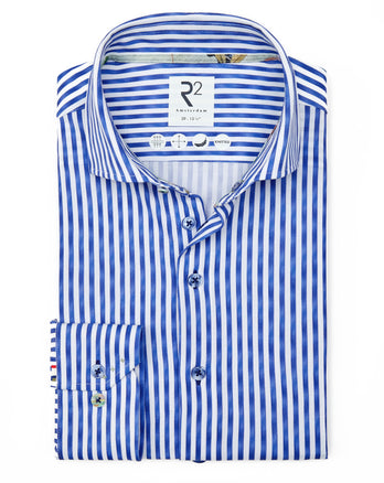 Travel shirt striped 014 - Blue